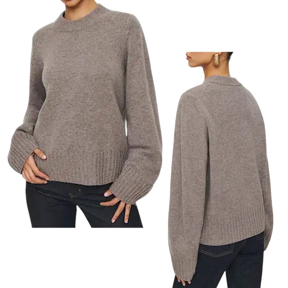 Reformation 'Calloway' Crew Neck Sweater Merino Wool Dormouse Grey Brown X-Small